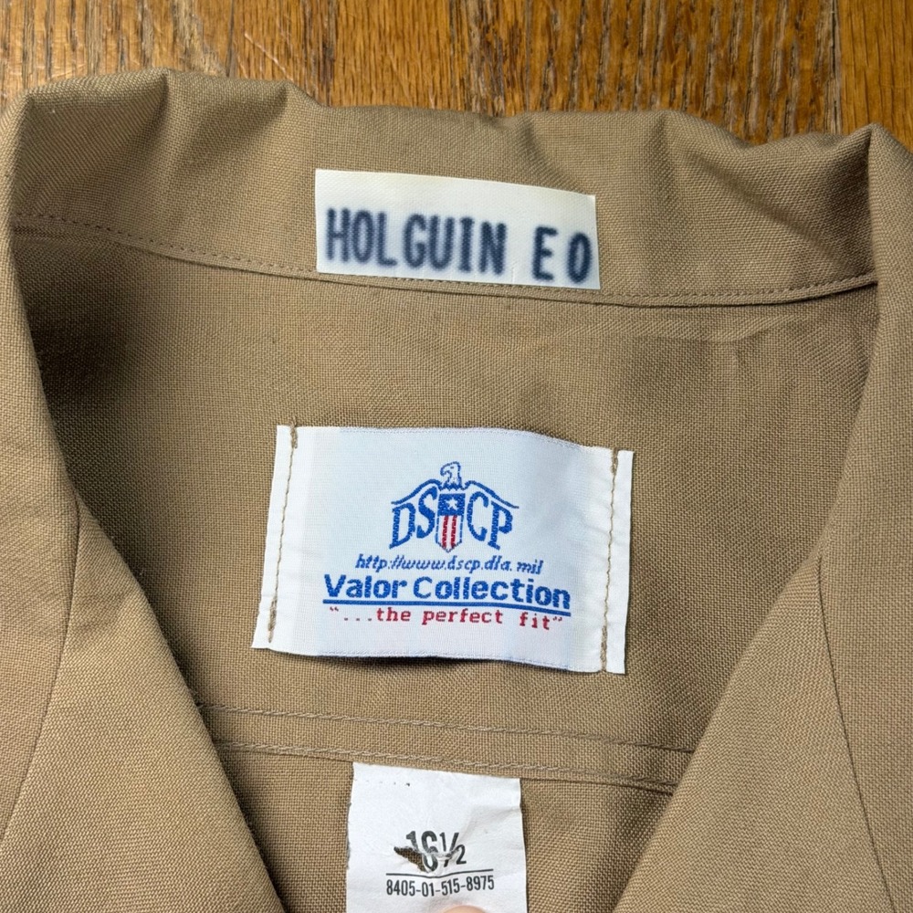 USMC Khaki Army M-1 Short Sleeve Uniform Shirt Corporal Rank 16.5 Wool Blend - Picture 6 of 9